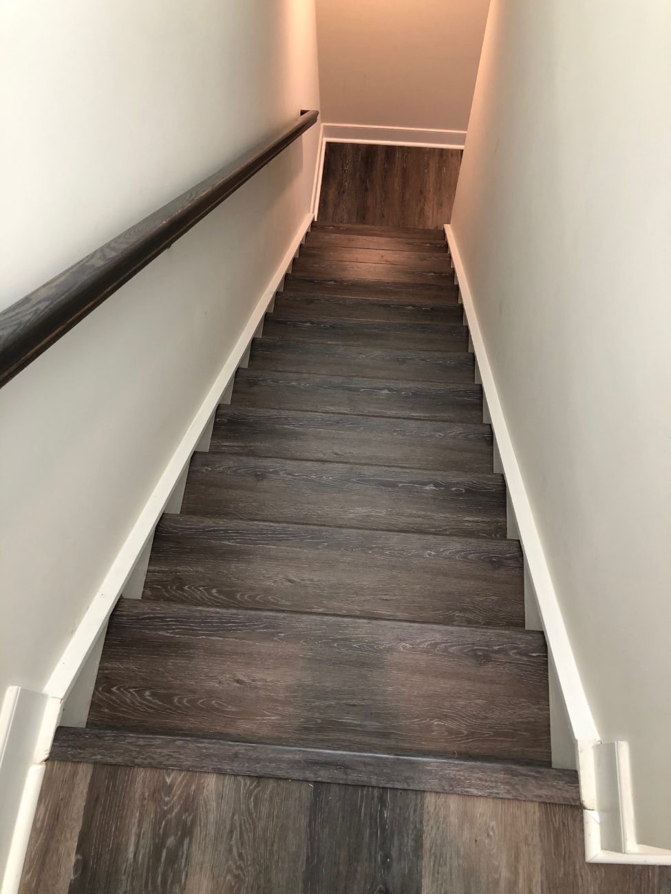Luxury vinyl plank stairs